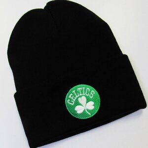 Unisex Black Knit Winter Fold Over Beanie Ski Hat Boston Celtics